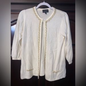 Investments Petites ivory open‎ soft cardigan